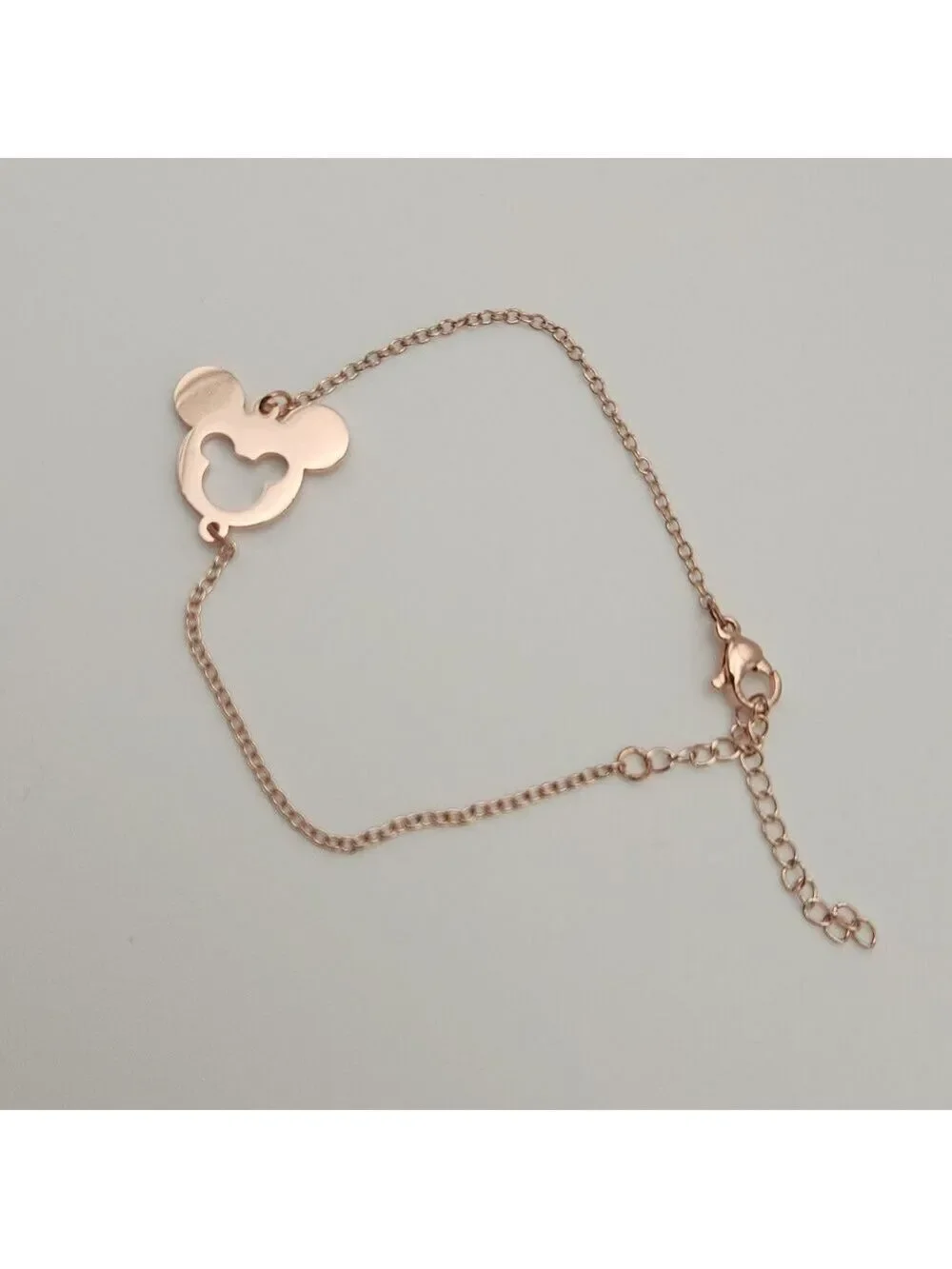 18K Rose Gold Plated Mickey Mouse Cutout Charm Chain Bracelet Playful & Minimal